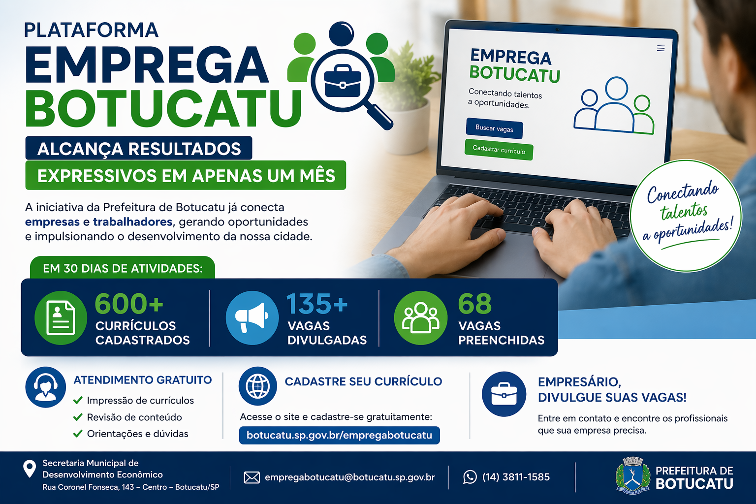 Plataforma Emprega Botucatu alcança resultados expressivos em apenas um mês