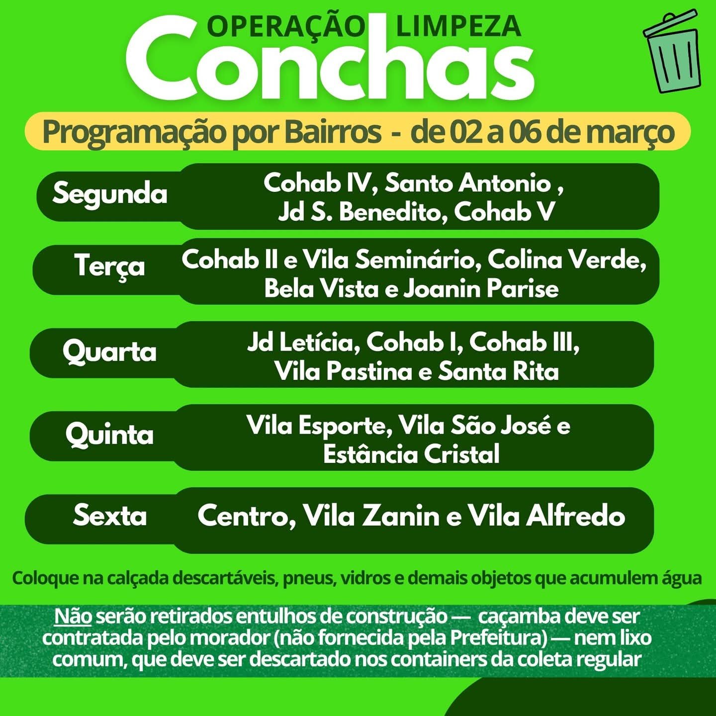 OPERAÇÃO LIMPEZA EM CONCHAS