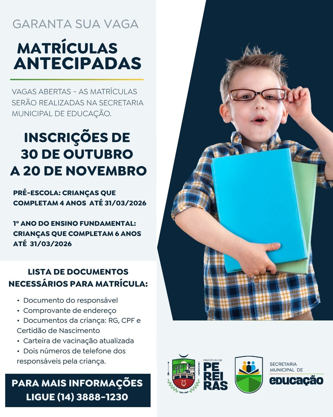 Pereiras: Não perca o período de rematrícula